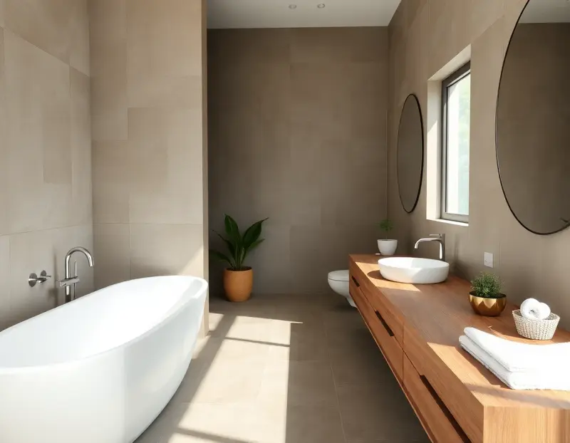 AI bathroom remodel with spa-like minimalist design